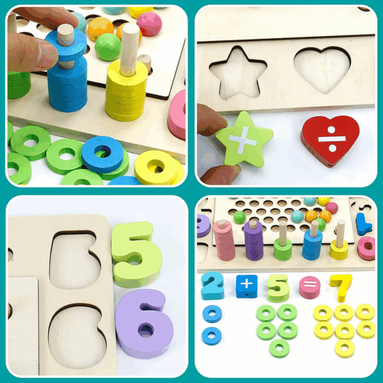 Joc Montessori 6in1 Stivuire Numarare Asociere Pescuit magnetic