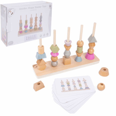 Joc Montessori Stivuieste formele geometrice pe axul din lemn