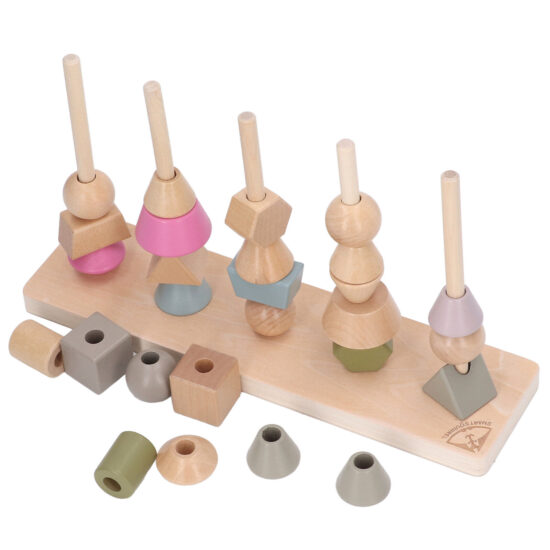 Joc Montessori Stivuieste formele geometrice pe axul din lemn