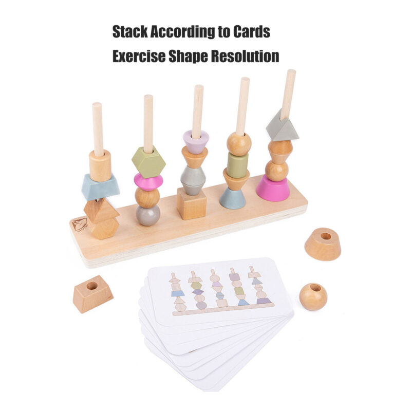 Joc Montessori Stivuieste formele geometrice pe axul din lemn