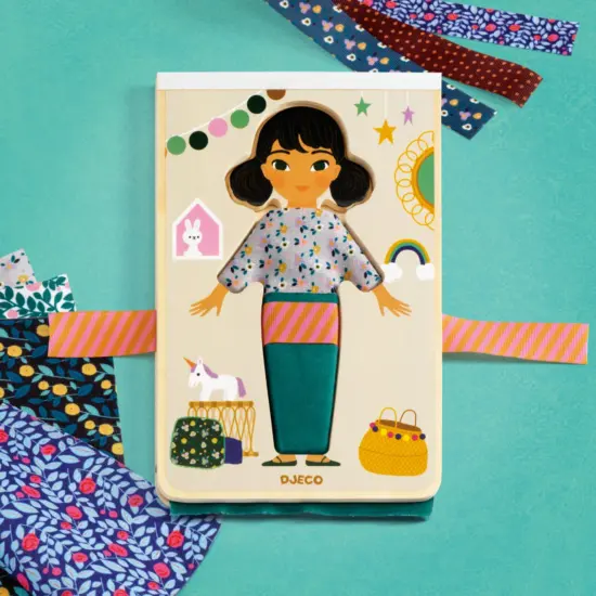 Joc creativ Atelierul de imbracat fetele cu diferite tesaturi Djeco