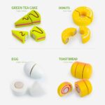 Joc cu alimente de taiat-feliat Tavita cu 11 deserturi din lemn