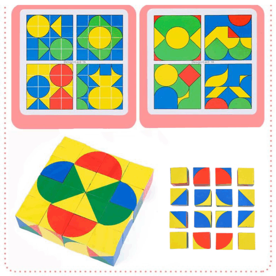 Joc memorie Pixy Cubes cu planse si cuburi colorate Joc logica