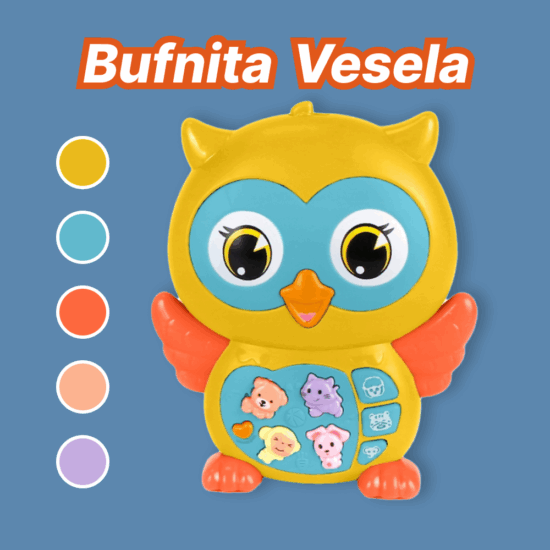 Jucarie interactiva bebe Bufnita muzicala animalute cu lumini