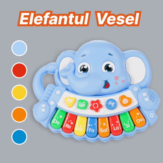 Jucarie interactiva bebe Elefantul muzical animalute cu lumini
