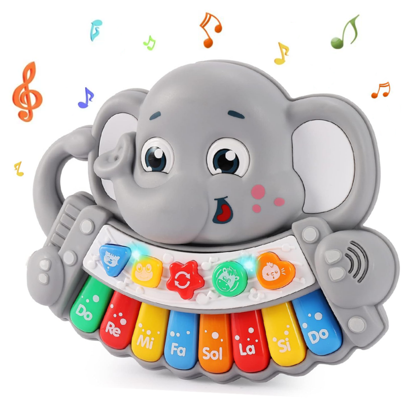 Jucarie interactiva bebe Elefantul muzical animalute cu lumini