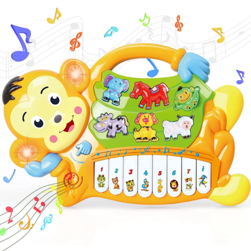 Jucarie interactiva bebe Maimutica muzicala animalute cu lumini Jucarie interactiva bebe Maimutica muzicala animalute cu lumini