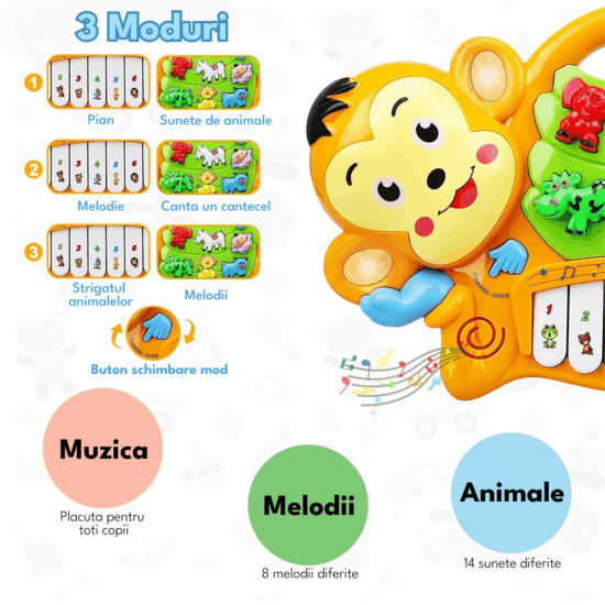 Jucarie interactiva bebe Maimutica muzicala animalute cu lumini