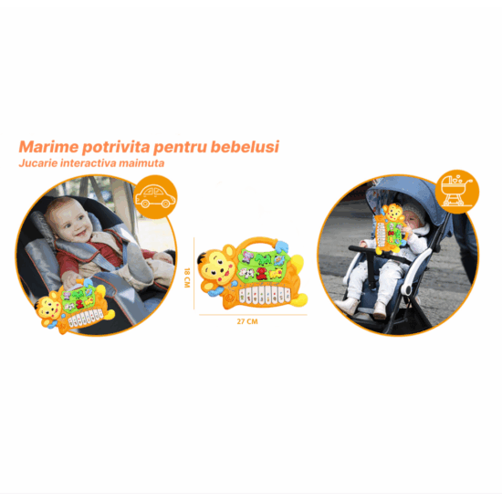 Jucarie interactiva bebe Maimutica muzicala animalute cu lumini