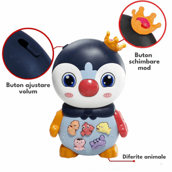 Jucarie interactiva bebe Pinguinul muzical si cu lumini