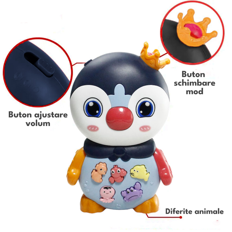 Jucarie interactiva bebe Pinguinul muzical si cu lumini