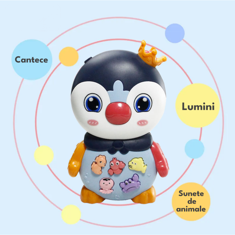 Jucarie interactiva bebe Pinguinul muzical si cu lumini
