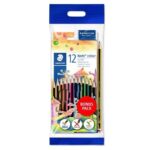 Set 12 creioane colorate cu radiera si creion HB Staedtler