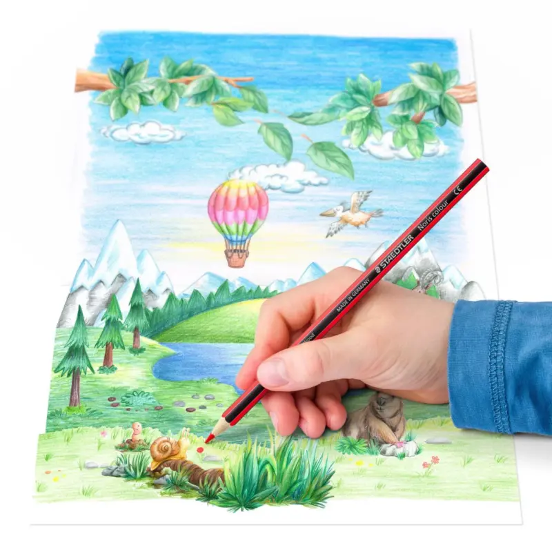 Set 12 creioane colorate cu radiera si creion HB Staedtler