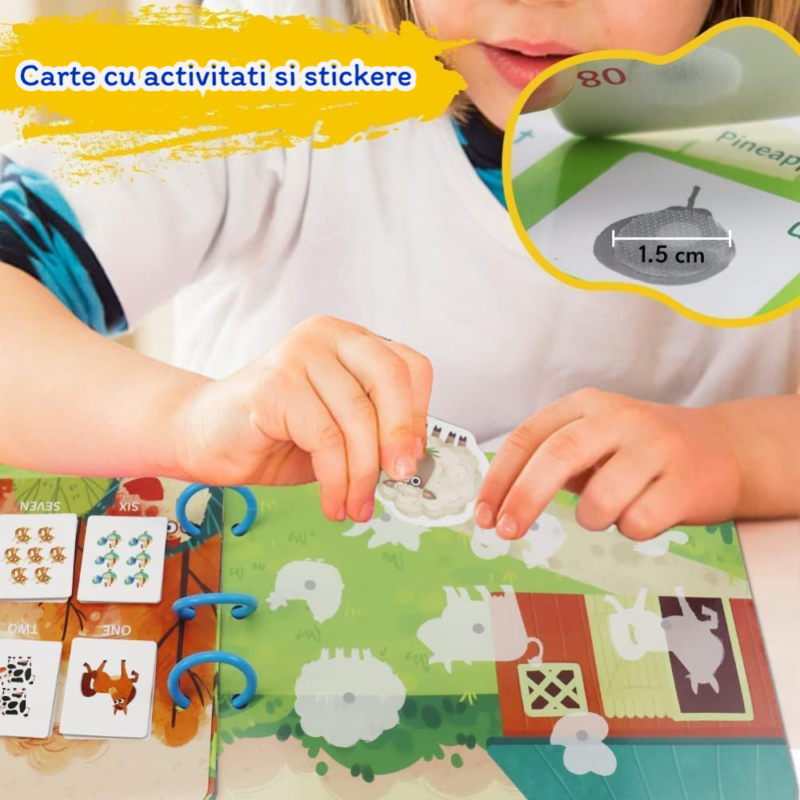 Carte activitati educative Animale Stickere reutilizabile in engleza