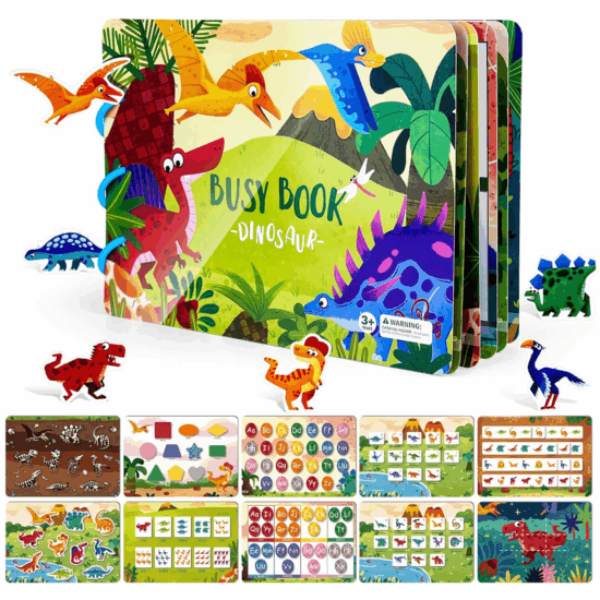 Carte activitati educative Dinozauri Stickere reutilizabile in engleza