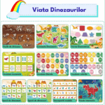 Carte activitati educative Dinozauri Stickere reutilizabile in engleza