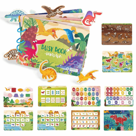 Carte activitati educative Dinozauri Stickere reutilizabile in engleza