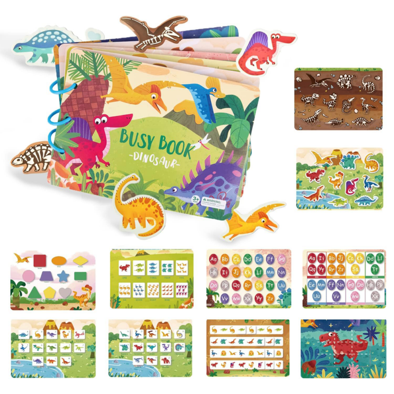 Carte activitati educative Dinozauri Stickere reutilizabile in engleza