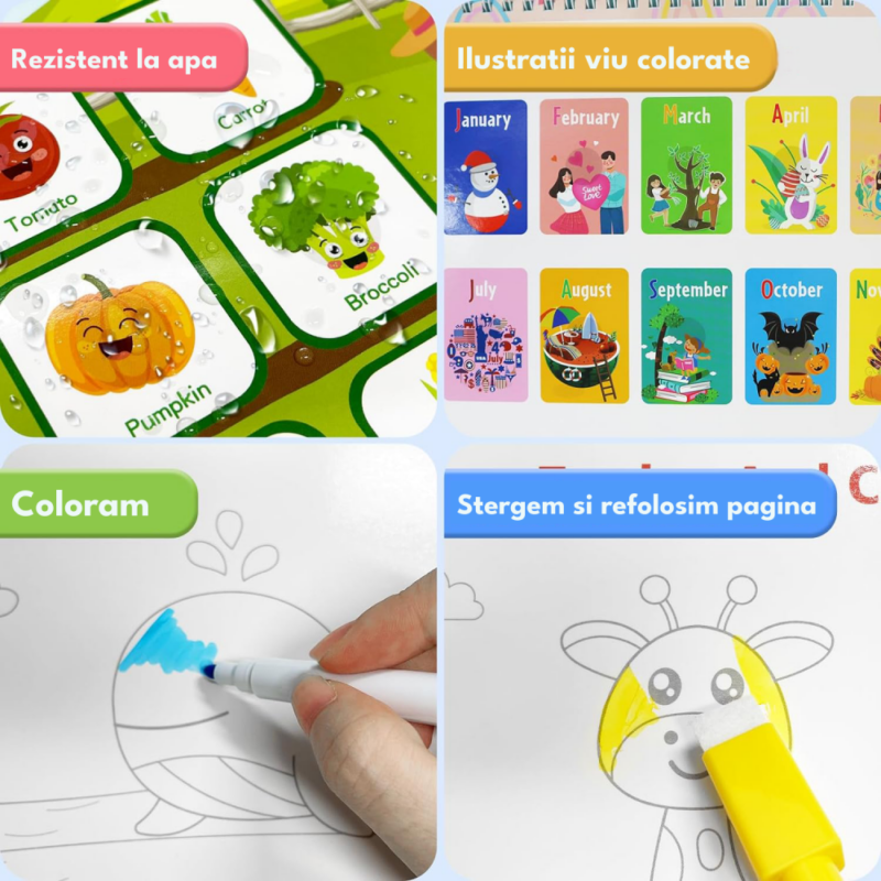 Carte cu activitati educative si Stickere reutilizabile in limba engleza