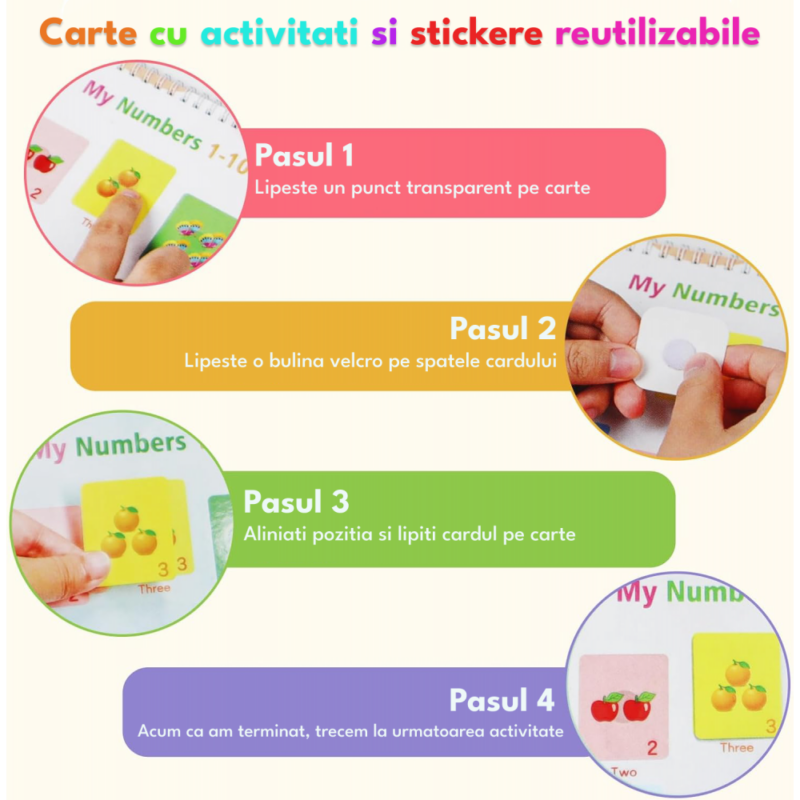 Carte cu activitati educative si Stickere reutilizabile in limba engleza