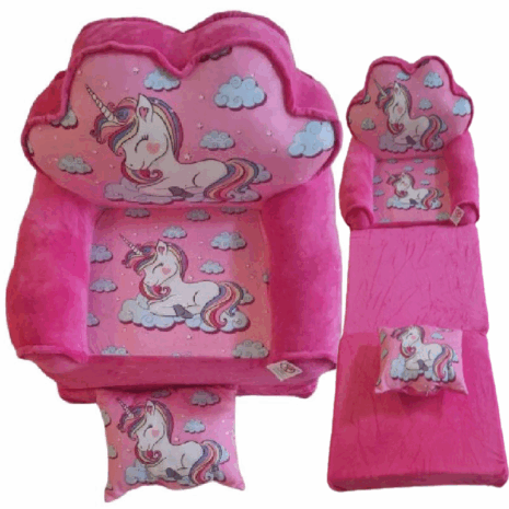 Fotoliu extensibil Unicorn cu Perna din plus Roz 115cm 3 placi