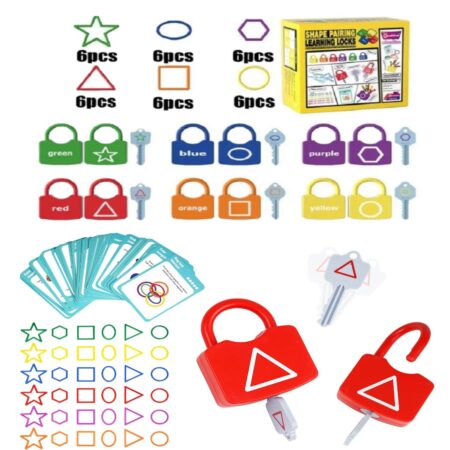 Joc Montessori Asociere Lacate cu chei si Forme geometrice culori