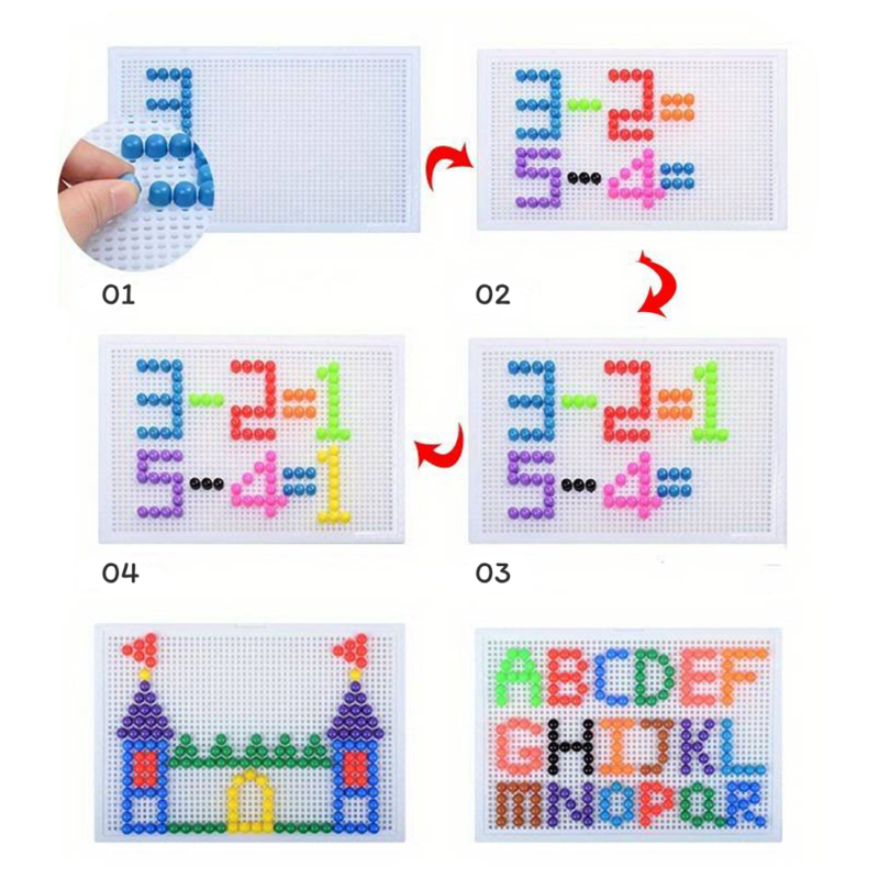 Joc creativ Mozaic copii cu butoni colorati din plastic