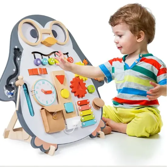 Placa Busy Board Pinguinul cu activitati educative Tabla desen