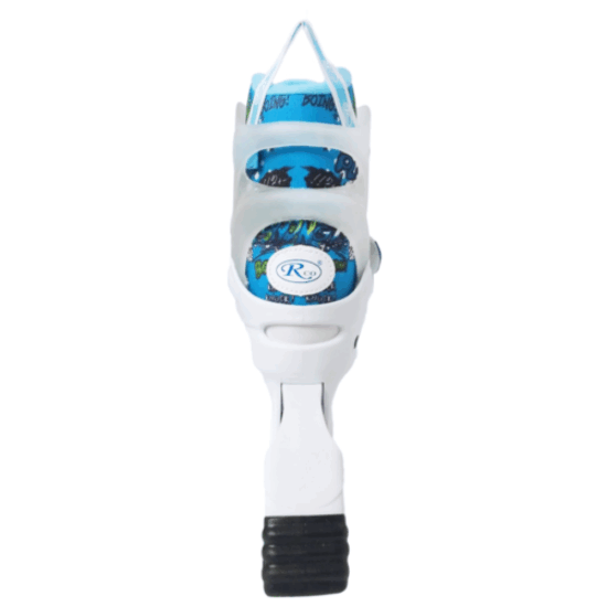 Role reglabile Alb-Bleu din aluminiu cu Roti din silicon si frana