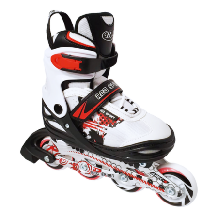 Role reglabile Alb-Negru din aluminiu cu Roti din silicon si frana