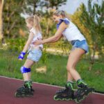 Role reglabile Verde-Negru din aluminiu cu Roti din silicon si frana