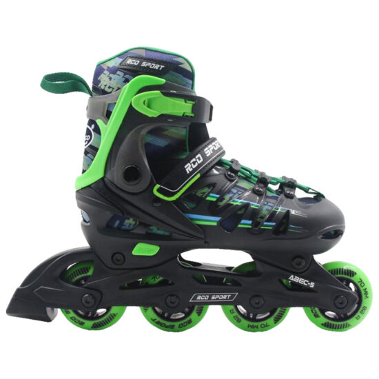 Role reglabile Verde-Negru din aluminiu cu Roti din silicon si frana