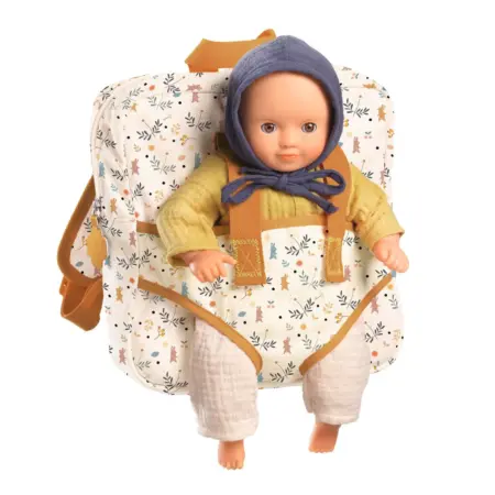 Rucsac cu port bebe pentru papusi Ghiozdan reglabil Djeco