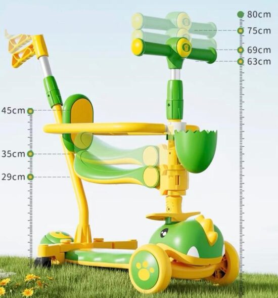 Trotineta Dinozaur 5in1 Tricicleta copii cu maner parental