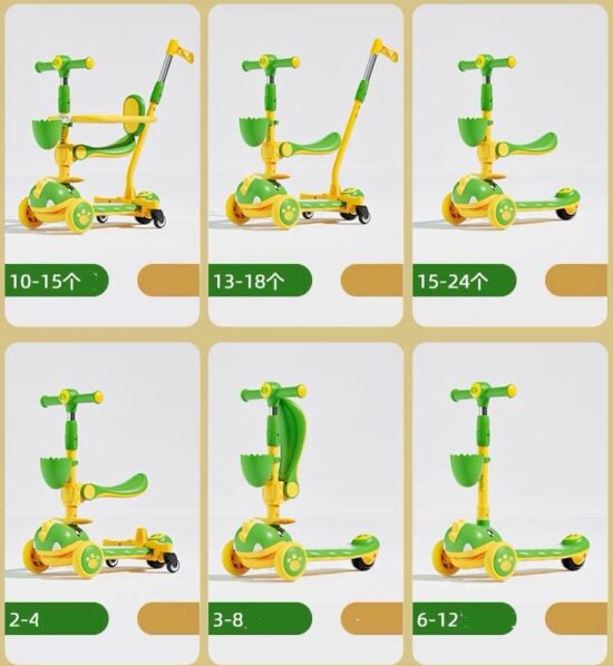 Trotineta Dinozaur 5in1 Tricicleta copii cu maner parental