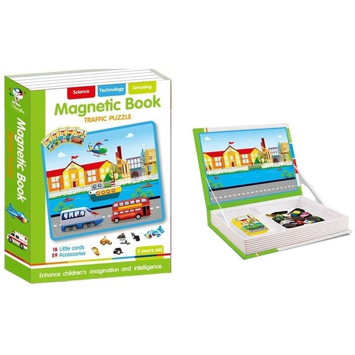 Carte magnetica copii Puzzle cu vehicule Oraselul cu masini