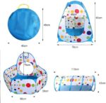 Cort de joaca copii Bleu Tunel Piscina Casuta Cos baschet 3 in 1