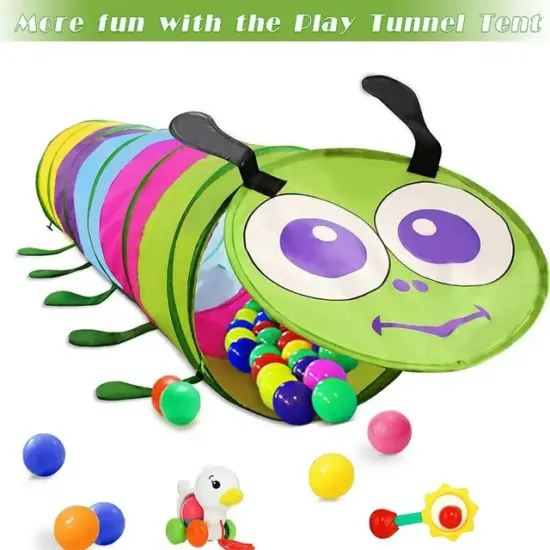 Cort tunel copii Omida cu inele colorate Curcubeu cu inchidere