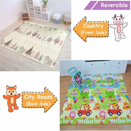 Covor pliabil de joaca Parcul de distractii si Padurea 180 x 200 cm