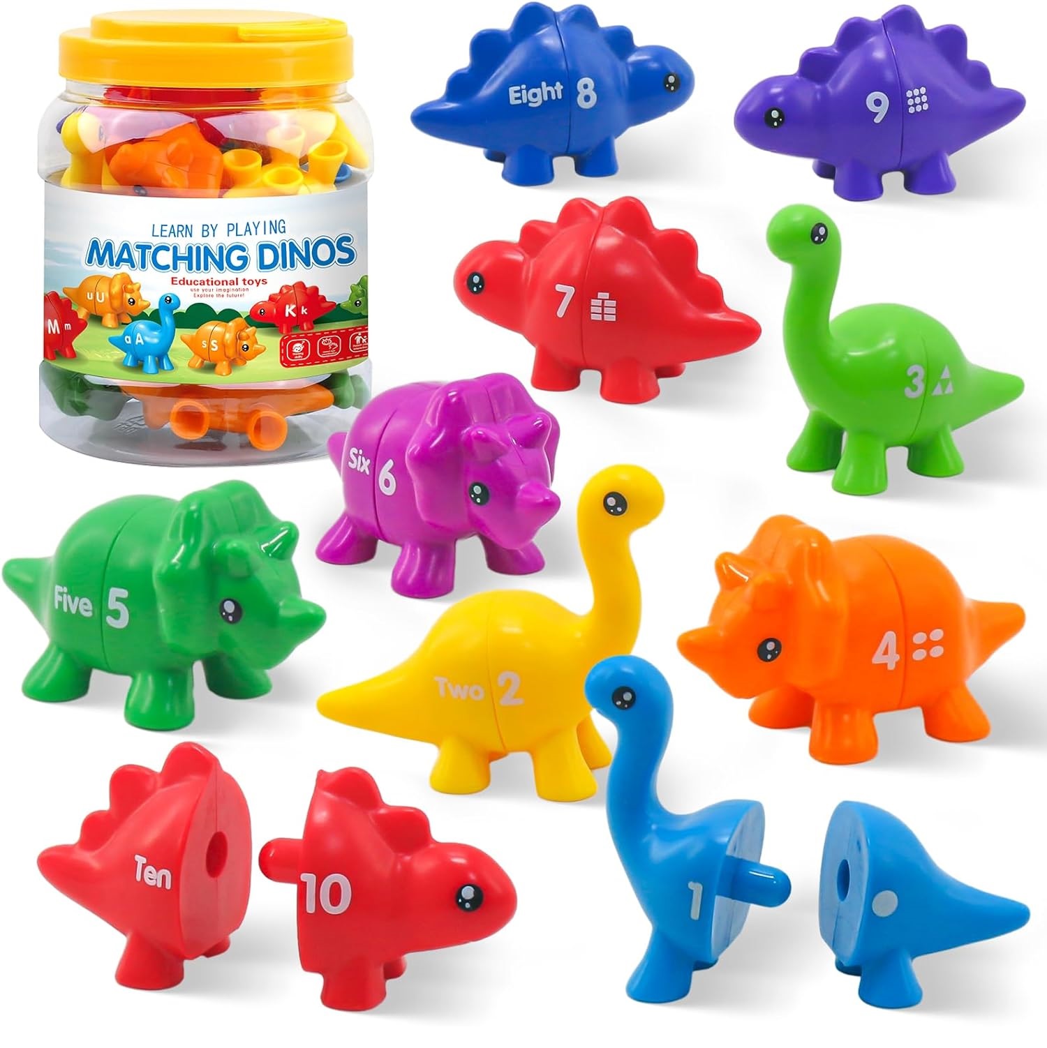 Joc educativ Montessori Dinozauri cu Numere Asociere culori