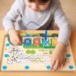 Joc educativ lemn Labirint magnetic Sortarea deseurilor pe culori