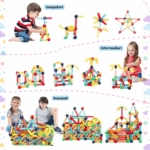 Jucarii magnetice STEM 64 piese Forme constructie Sticks colorate