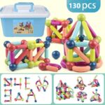 Jucarii magnetice Stem 130 piese Forme constructie Sticks colorate