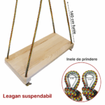Leagan clasic din Lemn natur cu inele de prindere pentru copii