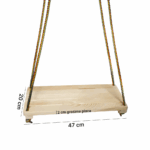 Leagan clasic din Lemn natur cu inele de prindere pentru copii