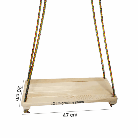 Leagan clasic din Lemn natur cu inele de prindere pentru copii