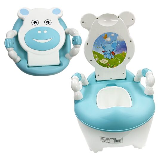 Olita scaunel cu capac Vacuta Bleu cu manere de sustinere