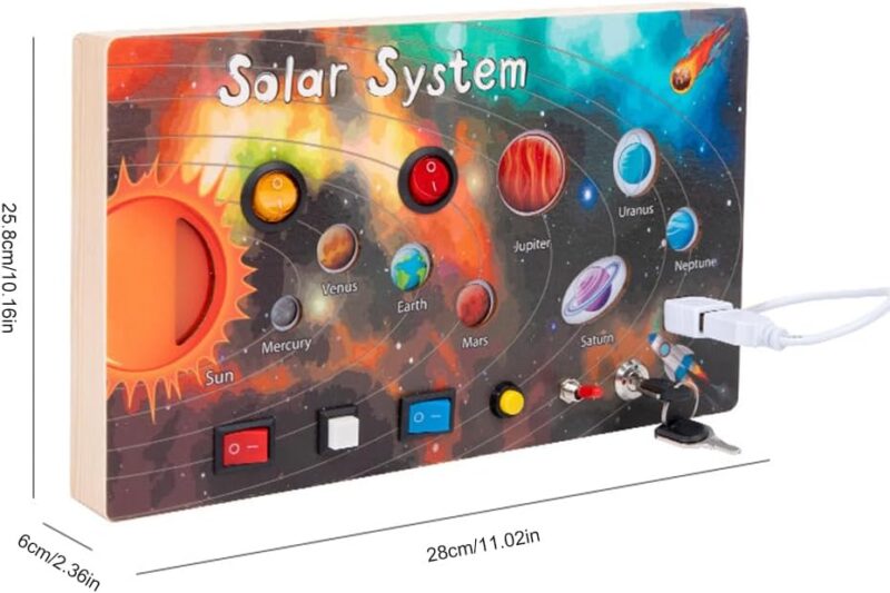 Placa senzoriala lemn Busy Board Sistemul Solar cu lumina LED