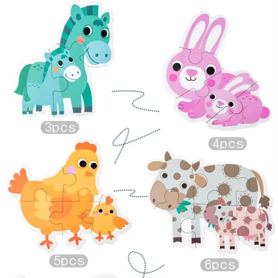 Puzzle carton Animale Domestice din 33 piese Ferma bunicului